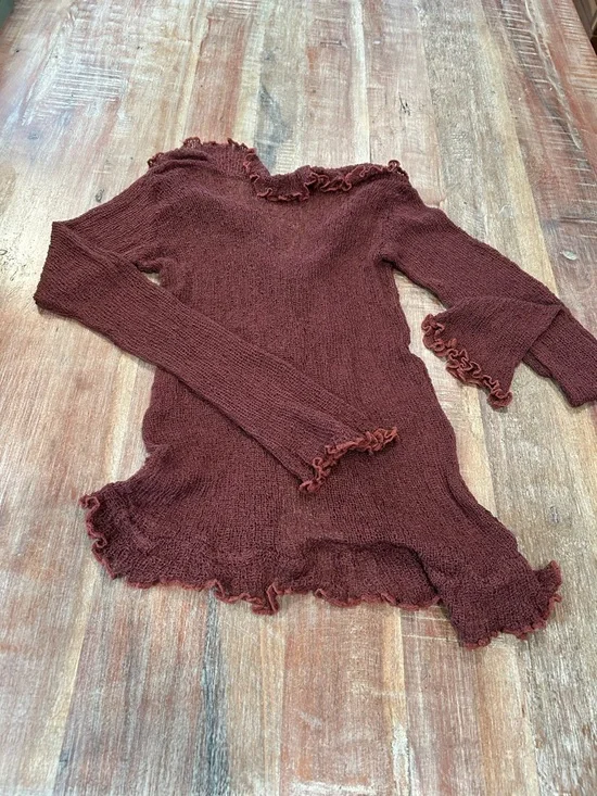 VTG Y2K Ruffled Semi-Sheer Snap-Front Cardigan - Picture 7 of 8